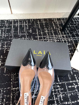 Alaia Women's AA3E057CK150 C?ur 55 PU and patent-leather slingback pumps Black - Euro 35=US 4 - View 4