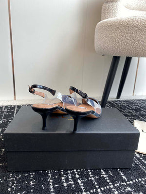 Alaia Women's AA3E057CK150 C?ur 55 PU and patent-leather slingback pumps Black - Euro 35=US 4 - View 8