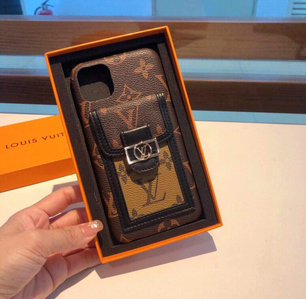 Louis Vuitton Apple Iphone Leather Premium Deluxe Phone Case Protection 10110 - luxibagsmall