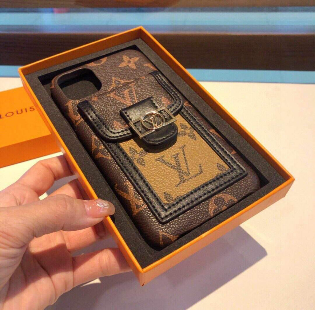 Louis Vuitton Apple Iphone Leather Premium Deluxe Phone Case Protection 10110 - luxibagsmall