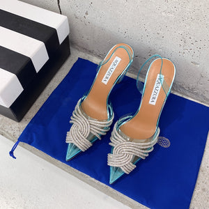 Aquazzura Golden Pineapple 22/early spring Heel 100mm A99007 Blue - 35 - View 1