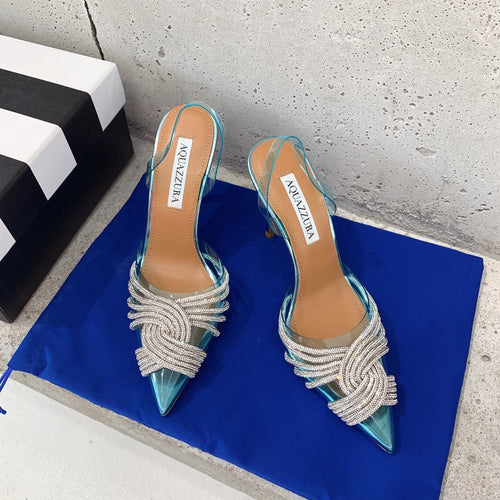 Aquazzura Golden Pineapple 22/early spring Heel 100mm A99007 Blue