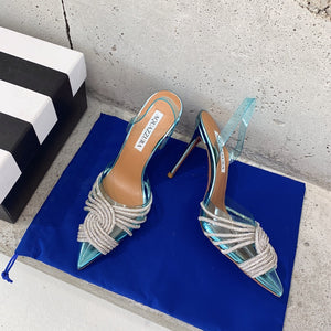 Aquazzura Golden Pineapple 22/early spring Heel 100mm A99007 Blue - 35 - View 3