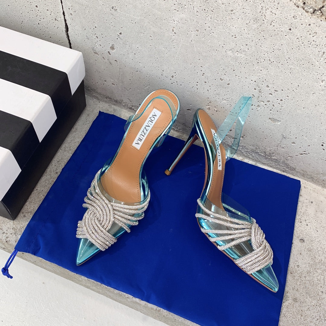 Aquazzura Golden Pineapple 22/early spring Heel 100mm A99007 Blue