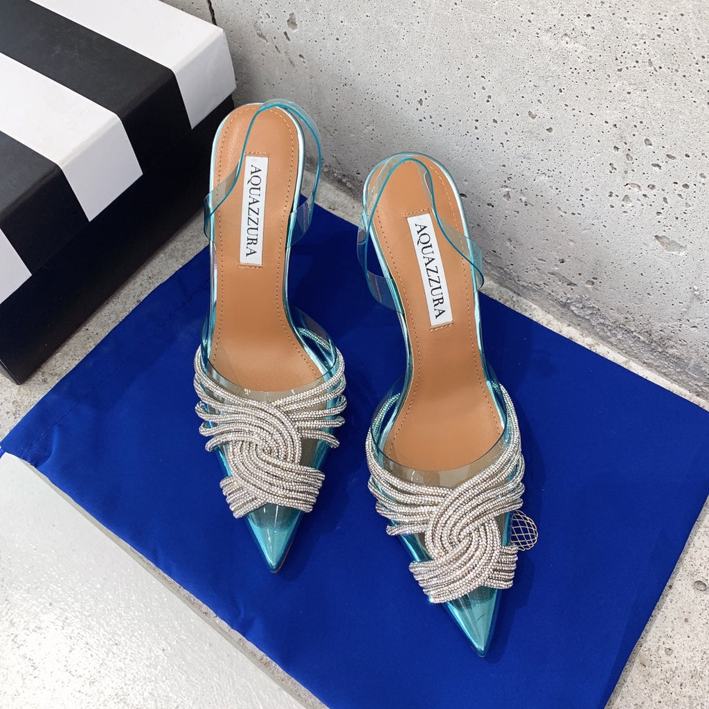 Aquazzura Golden Pineapple 22/early spring Heel 100mm A99007 Blue