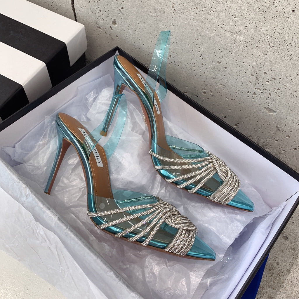 Aquazzura Golden Pineapple 22/early spring Heel 100mm A99007 Blue