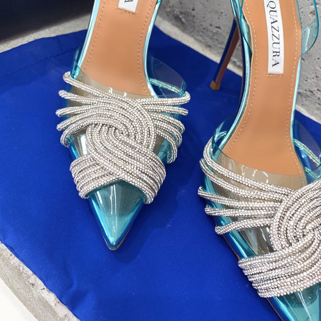 Aquazzura Golden Pineapple 22/early spring Heel 100mm A99007 Blue