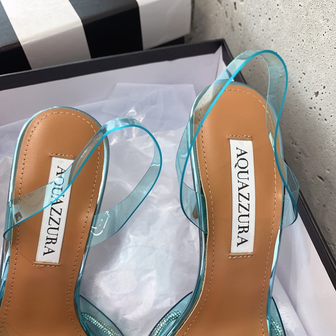 Aquazzura Golden Pineapple 22/early spring Heel 100mm A99007 Blue