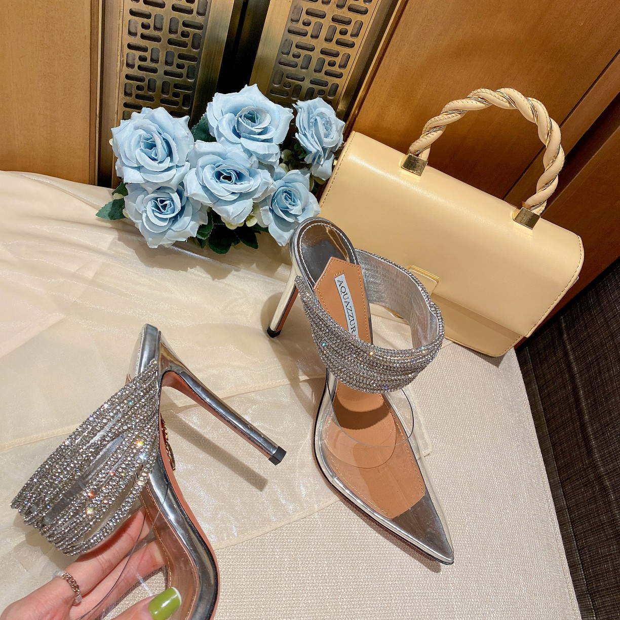 Aquazzura Golden Pineapple 22/early spring Heel 105mm A99006 Silvery