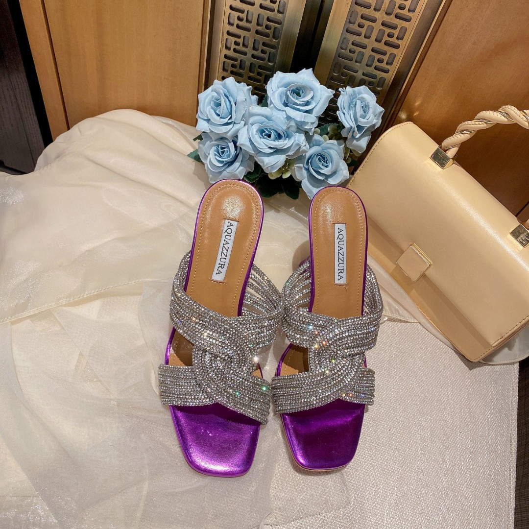 Aquazzura Golden Pineapple 22/early spring Heel 85mm A99004 Purple