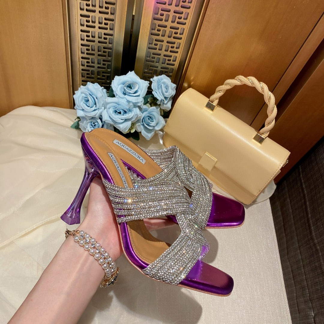Aquazzura Golden Pineapple 22/early spring Heel 85mm A99004 Purple