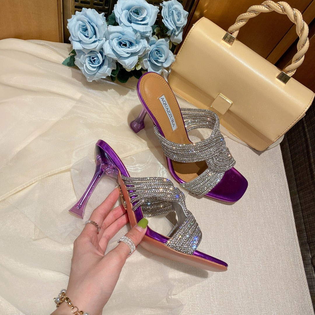 Aquazzura Golden Pineapple 22/early spring Heel 85mm A99004 Purple