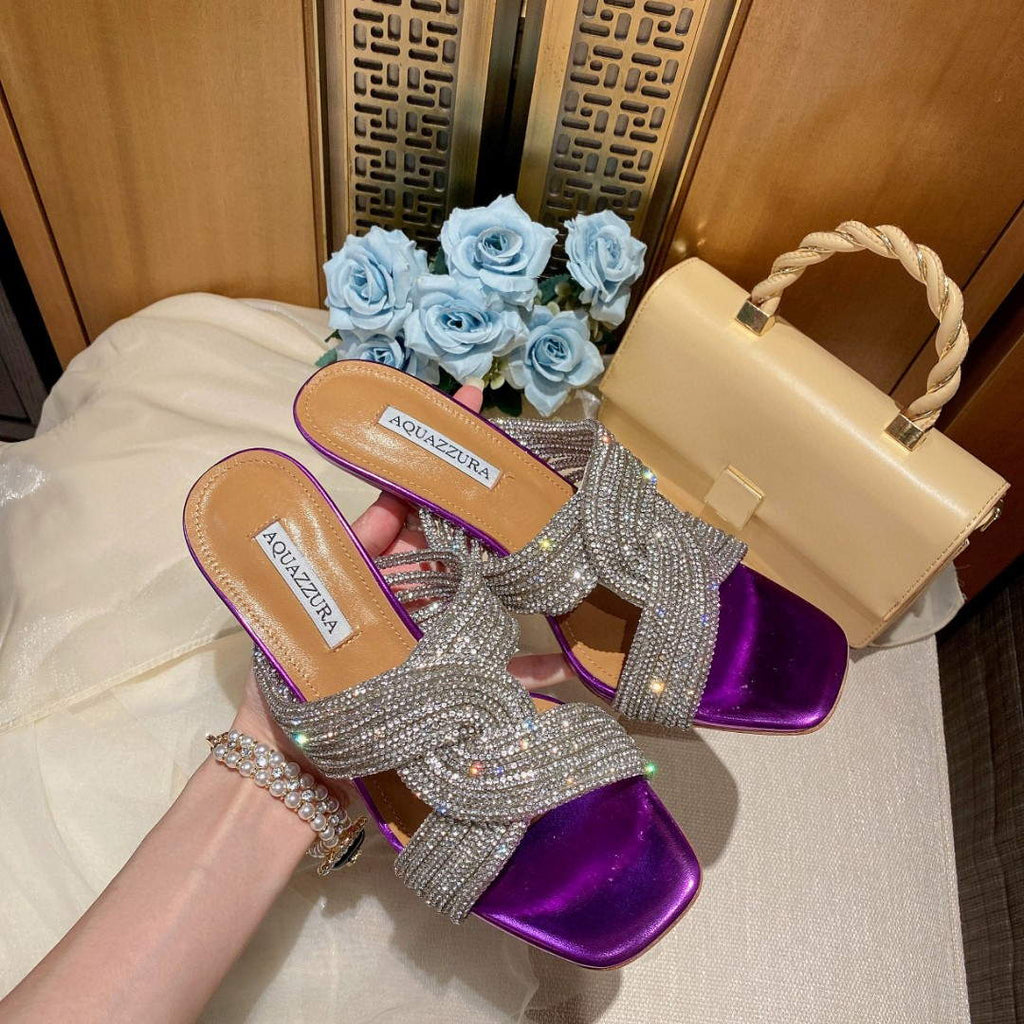 Aquazzura Golden Pineapple 22/early spring Heel 85mm A99004 Purple