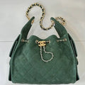 Chanel AS5293 Small Hobo Suede Dark Green