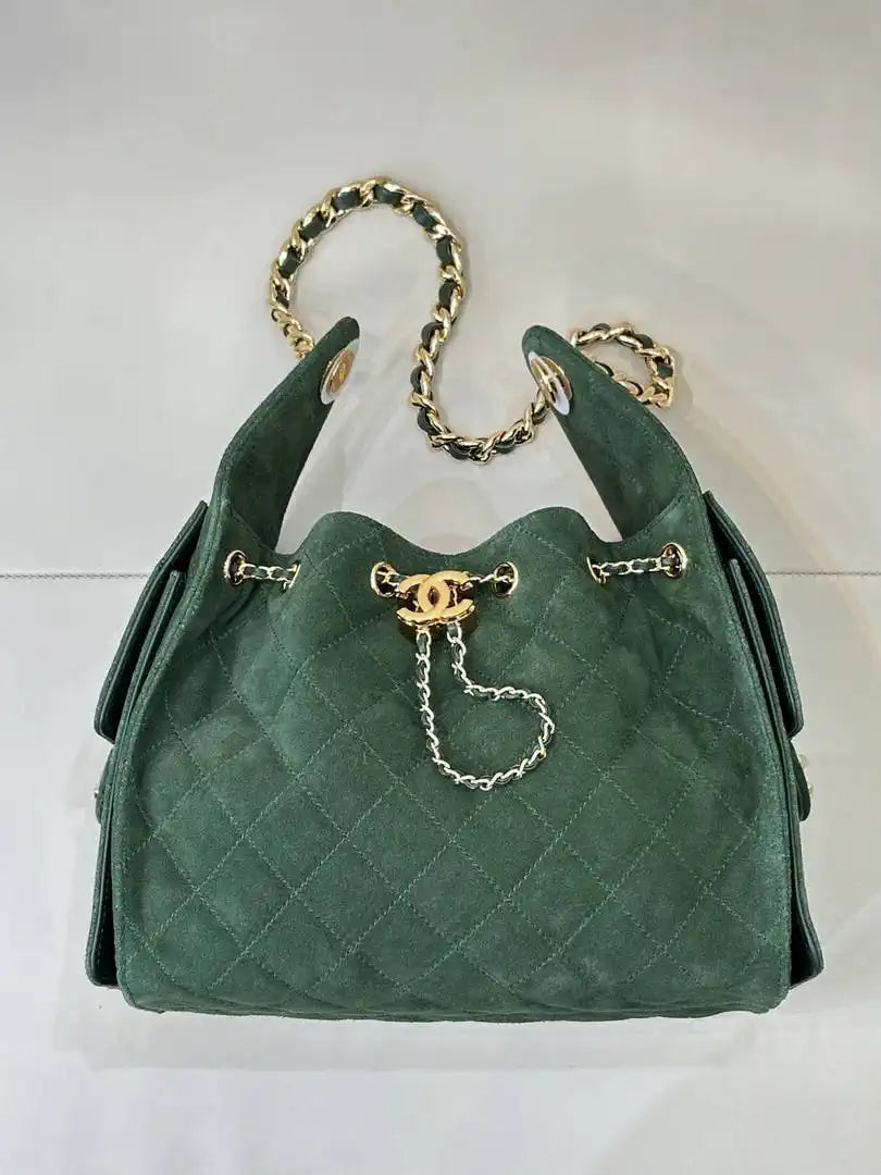 Chanel AS5293 Small Hobo Suede Dark Green