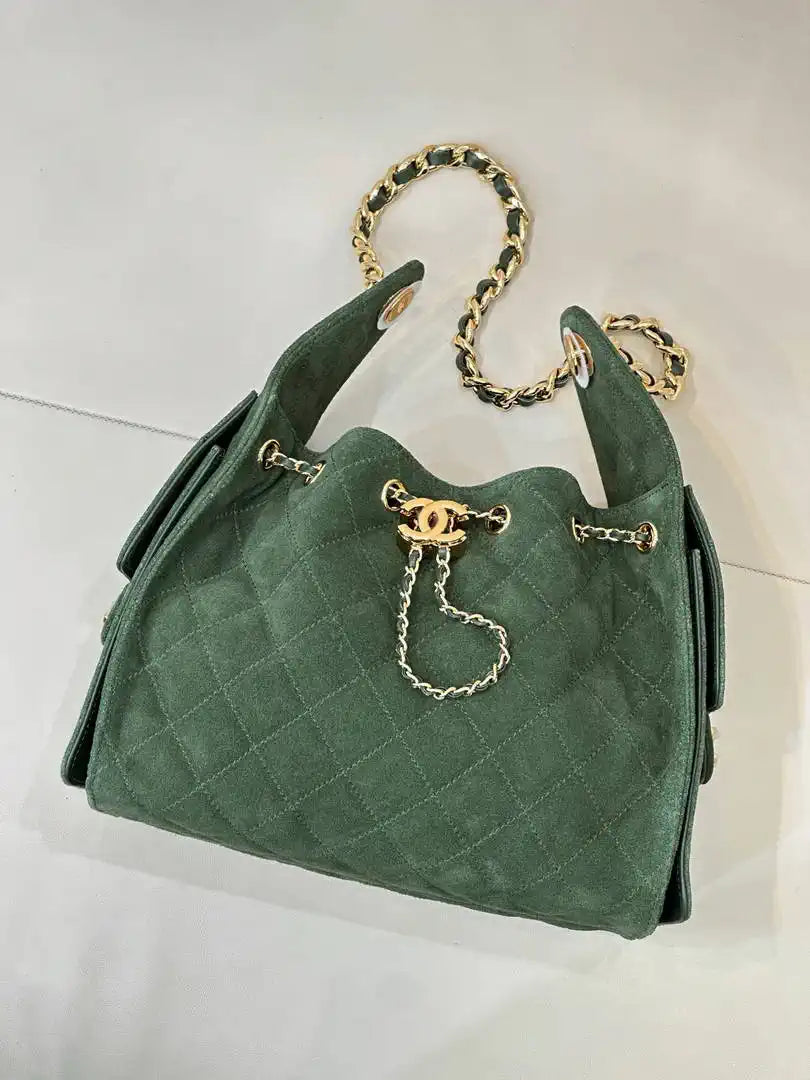 Chanel AS5293 Small Hobo Suede Dark Green