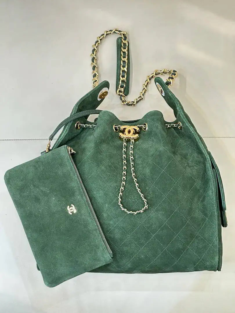 Chanel AS5311 Medium Hobo Suede Dark Green