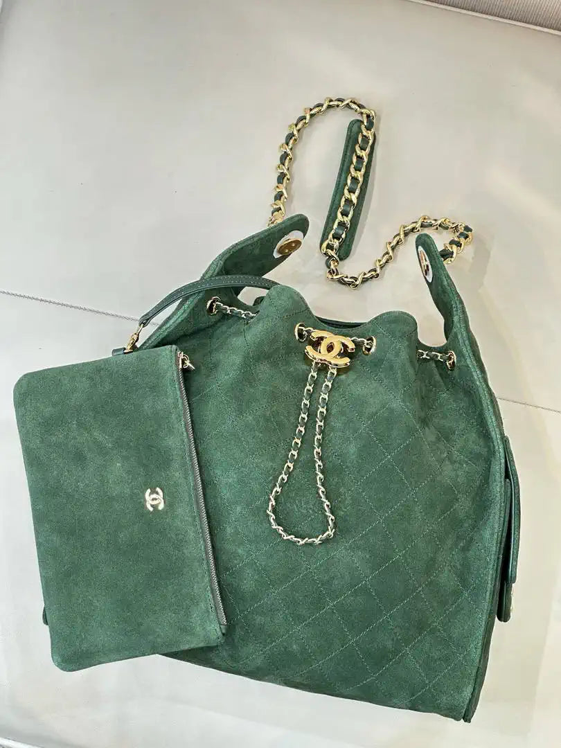 Chanel AS5311 Medium Hobo Suede Dark Green
