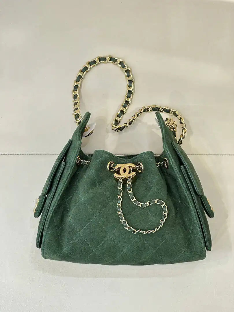 Chanel AS5631 Mini Hobo Suede Dark Green