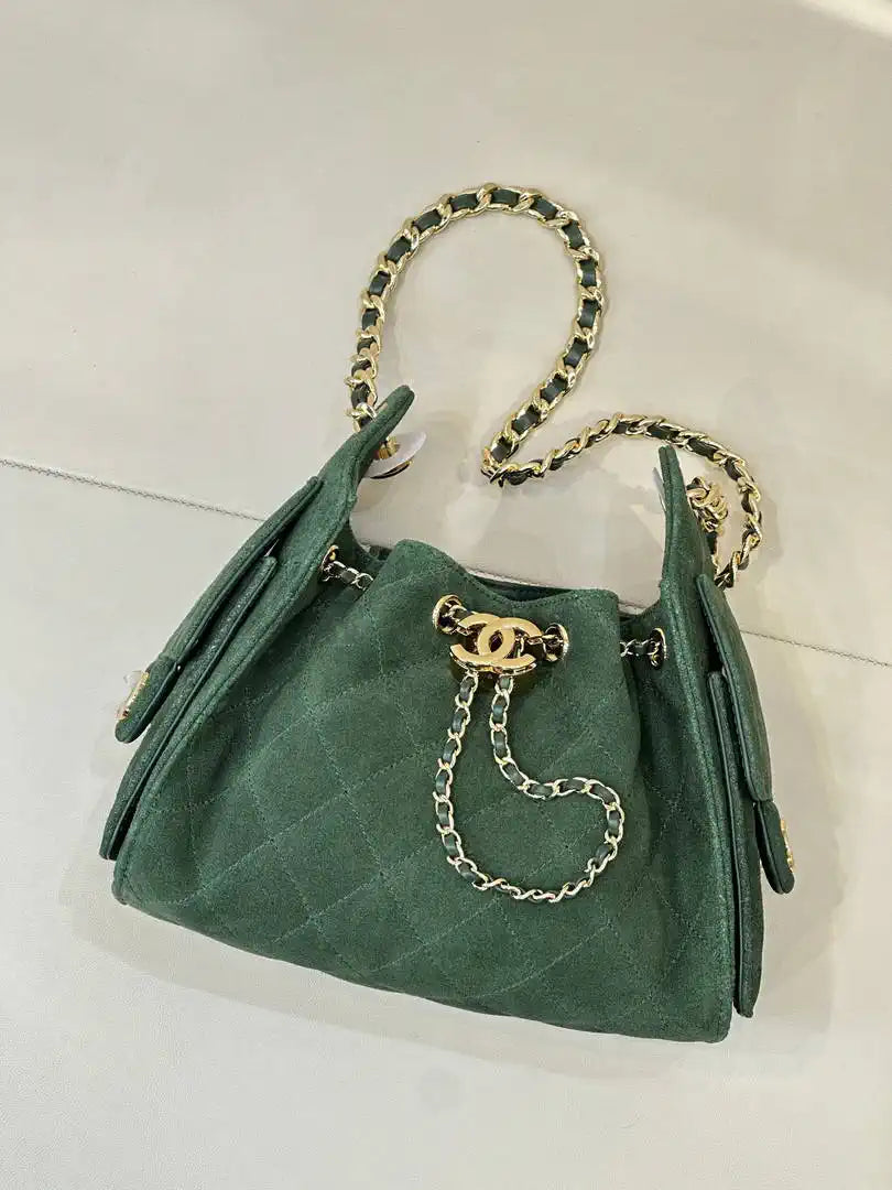 Chanel AS5631 Mini Hobo Suede Dark Green