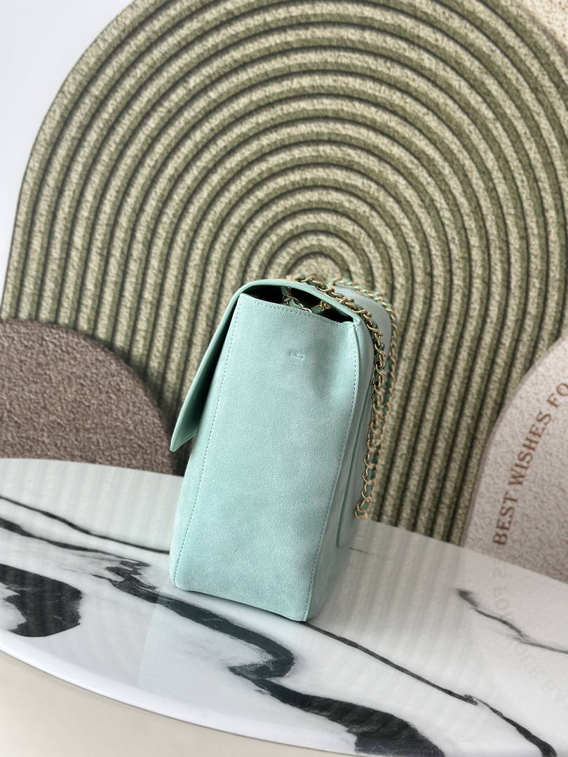 Chanel AS6234 Maxi Flap bag Suede Calfskin Green & Gold-Tone Metal