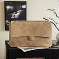 Chanel AS6234 Maxi Flap bag Suede Calfskin  Dark Beige & Gold-Tone Metal