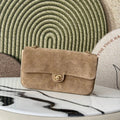 Chanel AS6281  Maxi Flap bag  Suede Calfskin & Gold-Tone Metal  Dark Beige
