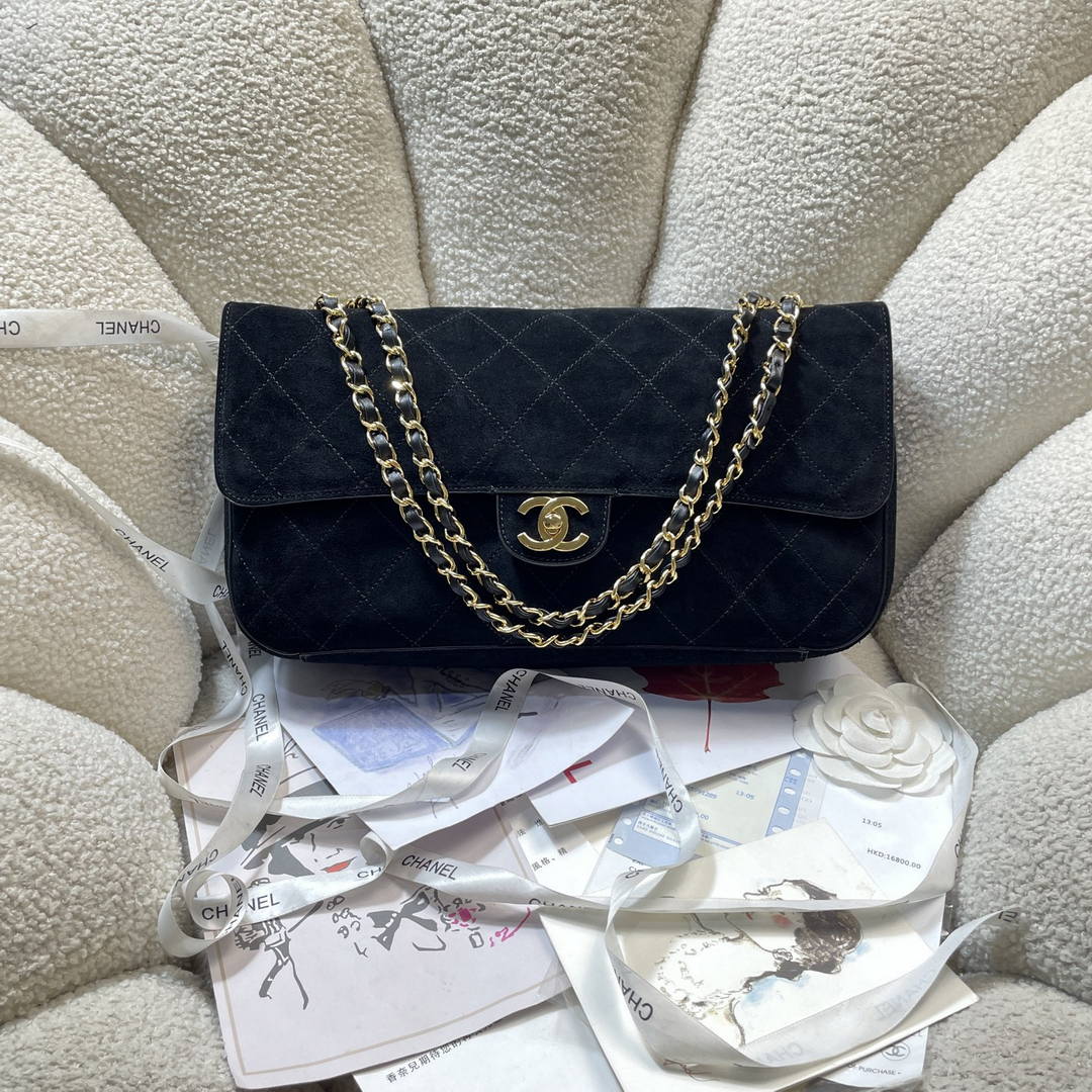 Chanel AS6281  Maxi Flap bag  Suede Calfskin & Gold-Tone Metal Black