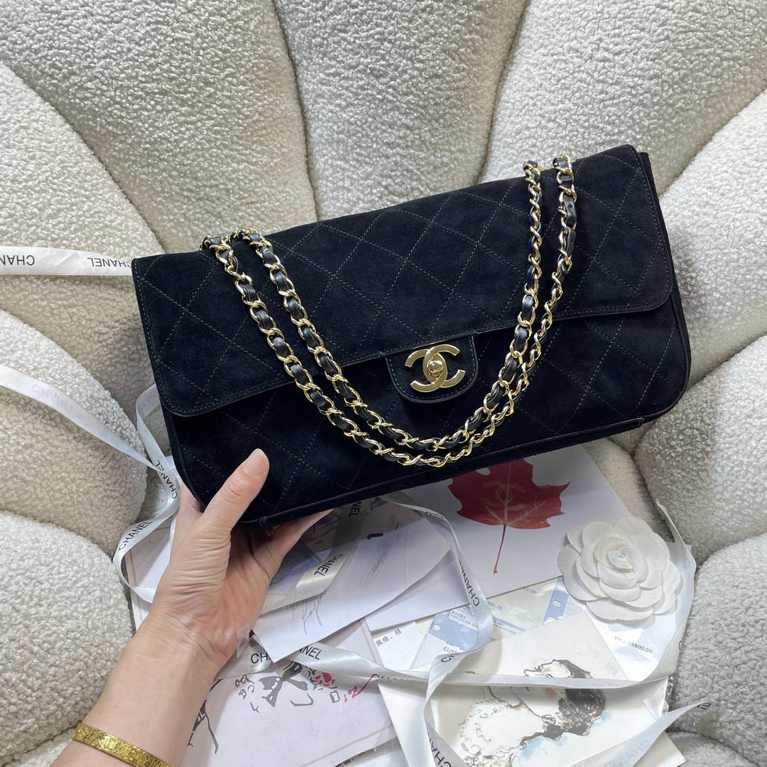Chanel AS6281  Maxi Flap bag  Suede Calfskin & Gold-Tone Metal Black