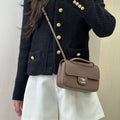 Chanel  AS6573 Mini Flap Bag Grained Calfskin & Gold-Tone Metal Gray Brown