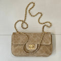 Chanel  AS6626  Mini Flap Bag Suede Calfskin & Gold-Tone Metal Dark Beige