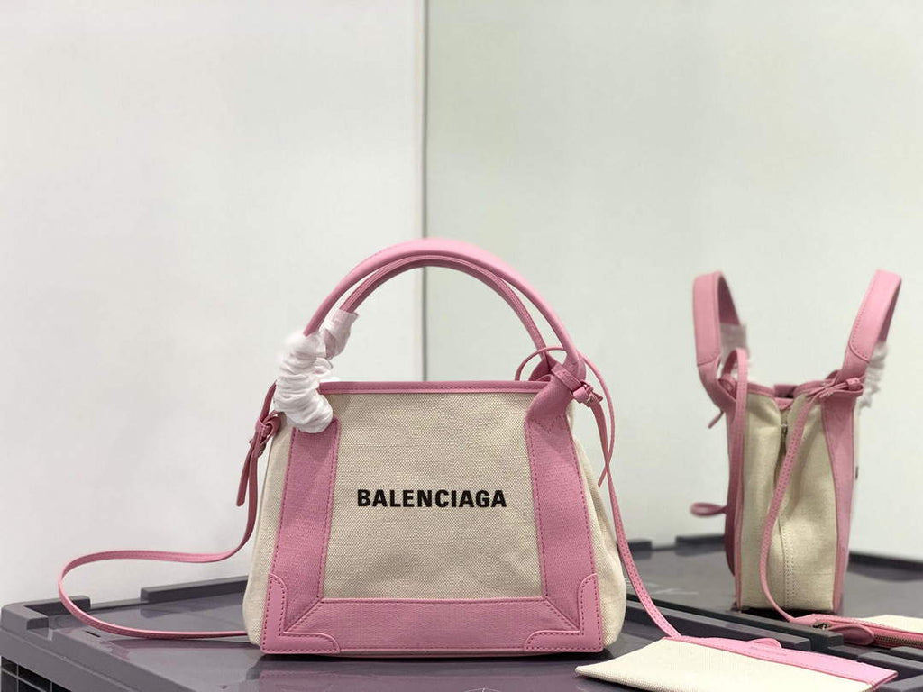 Balenciaga 390346 Women's Navy Xs Tote Bag Pink