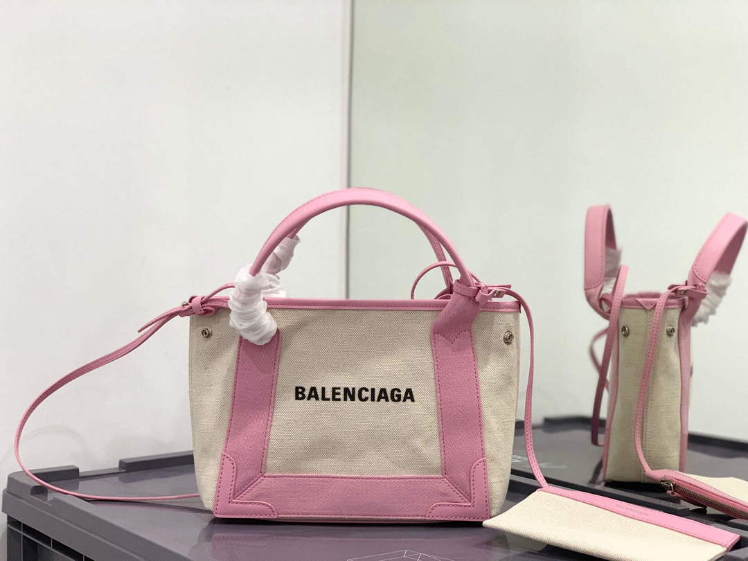 Balenciaga 390346 Women's Navy Xs Tote Bag Pink