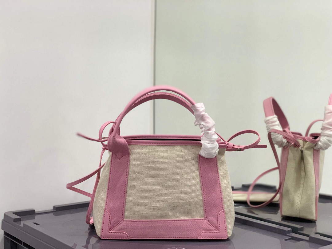 Balenciaga 390346 Women's Navy Xs Tote Bag Pink