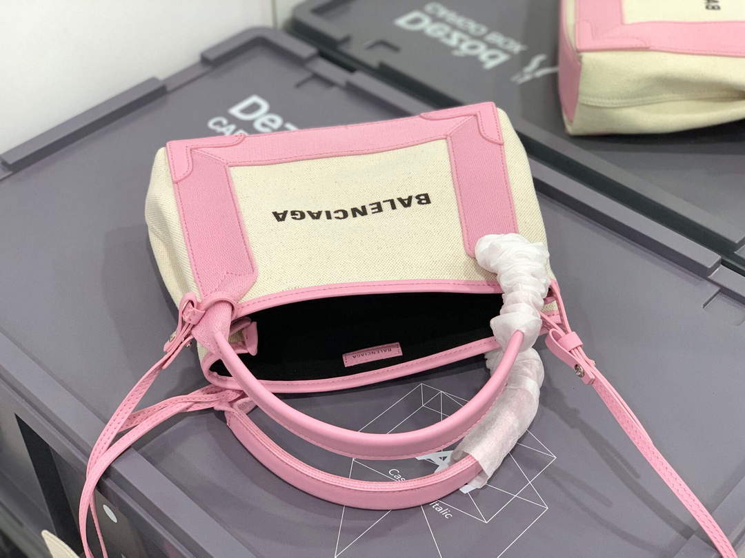 Balenciaga 390346 Women's Navy Xs Tote Bag Pink