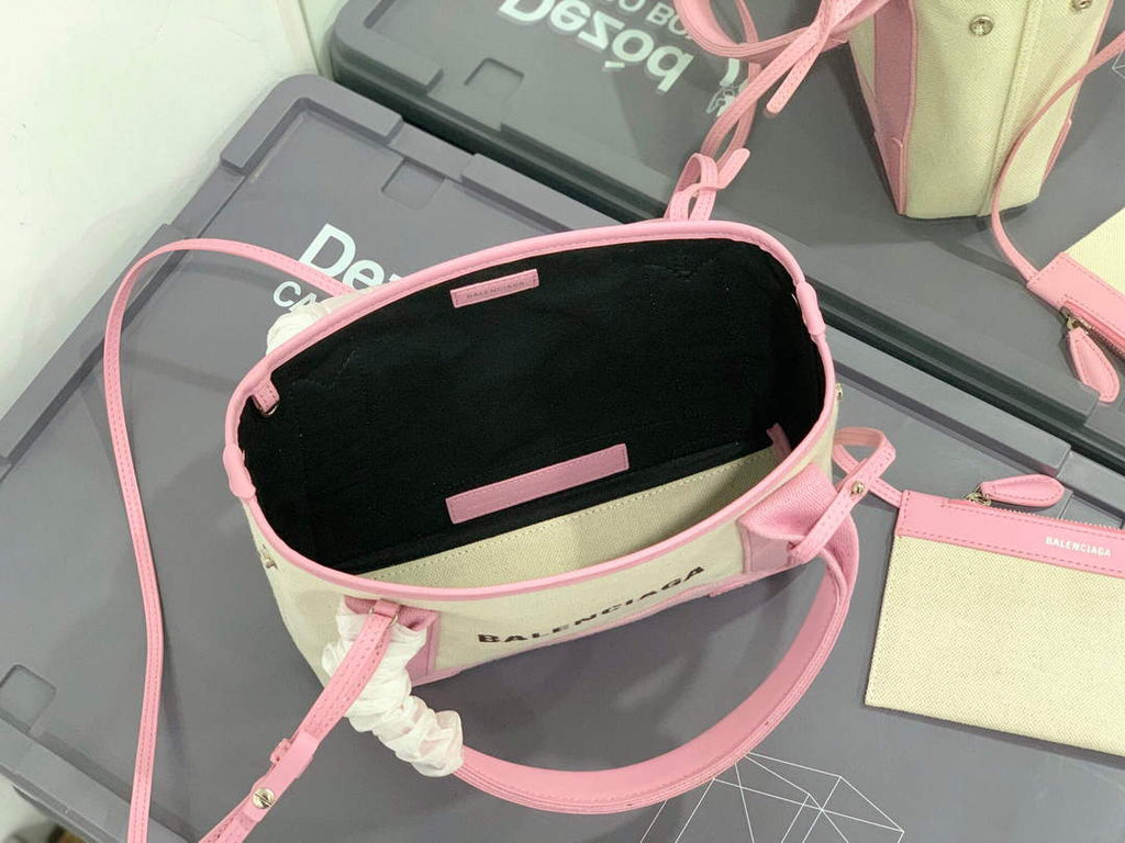 Balenciaga 390346 Women's Navy Xs Tote Bag Pink