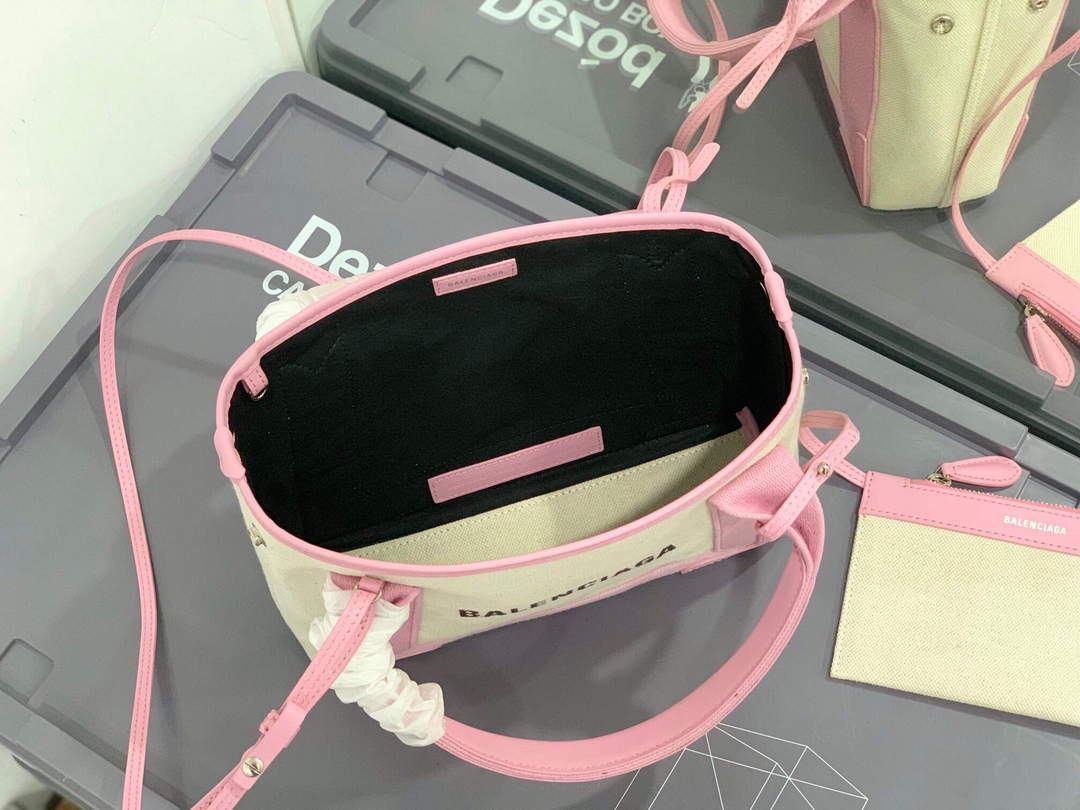Balenciaga 390346 Women's Navy Xs Tote Bag Pink