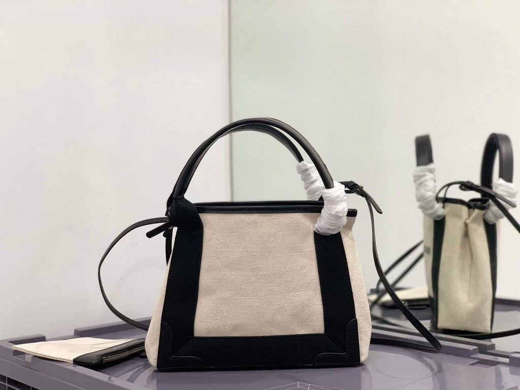 Balenciaga 390346 Women's Navy Xs Tote Bag Apricot black