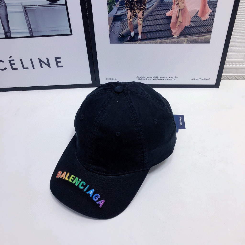 Balenciaga 529192310 Cap black white Classic Baseball Cap with Balenciaga embroidered logo B990054 - Default Title - View 1