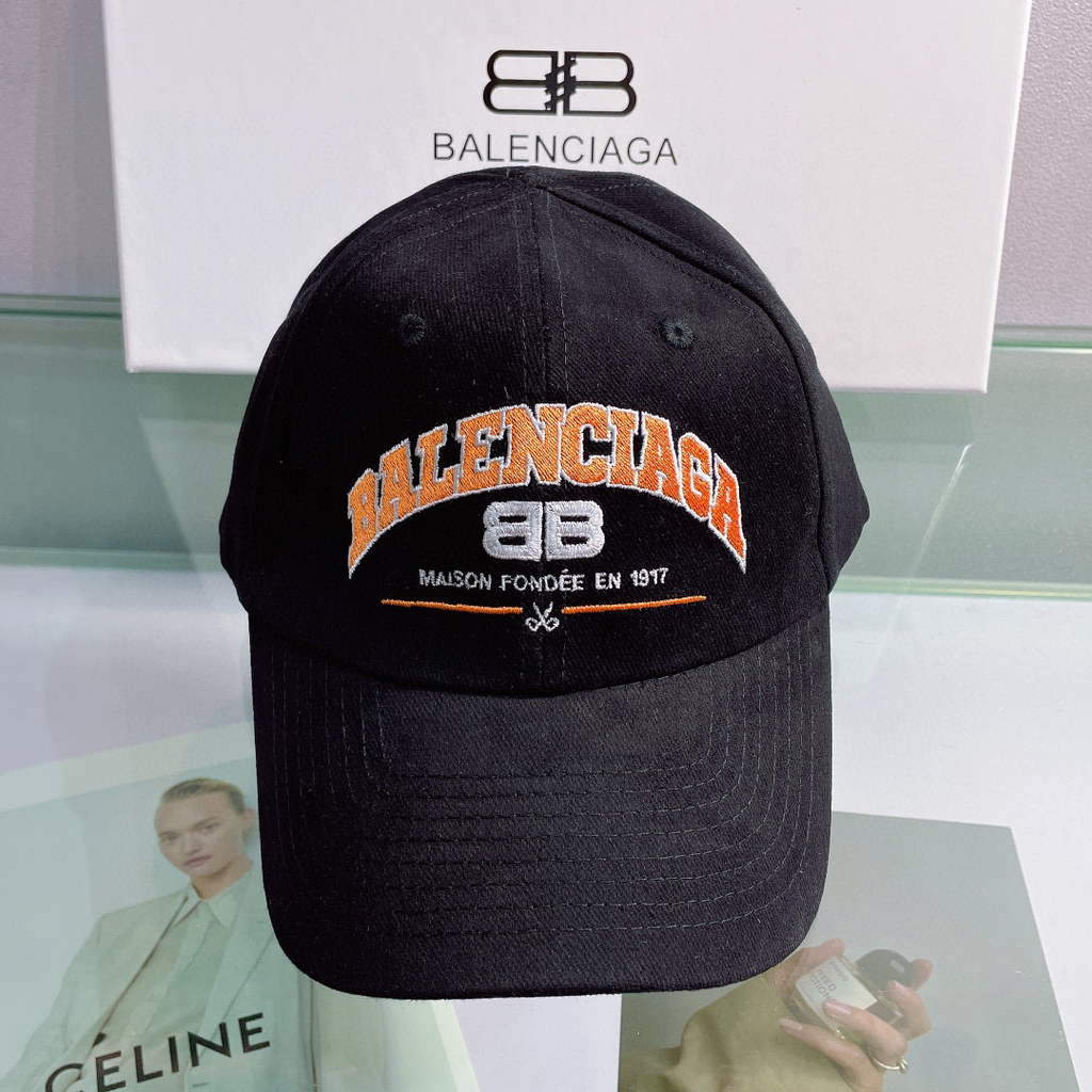 Balenciaga 529192310 Cap black white Classic Baseball Cap with Balenciaga embroidered logo B990062 - Default Title - View 1