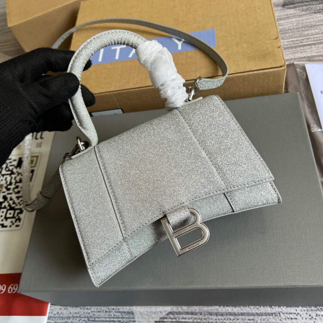 Balenciaga 592833 Flash drilling Hourglass XS Handbag Box Gray
