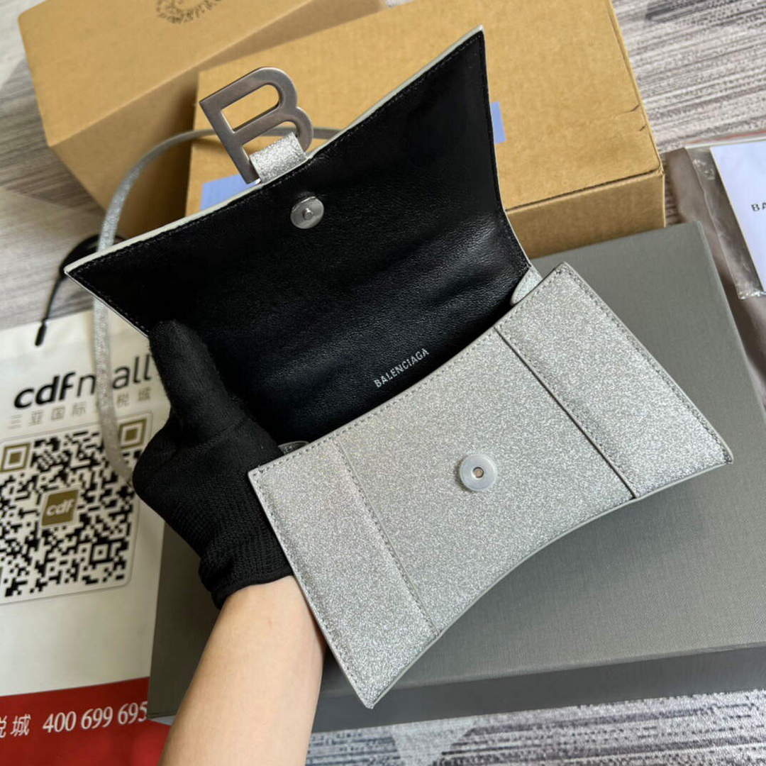 Balenciaga 592833 Flash drilling Hourglass XS Handbag Box Gray