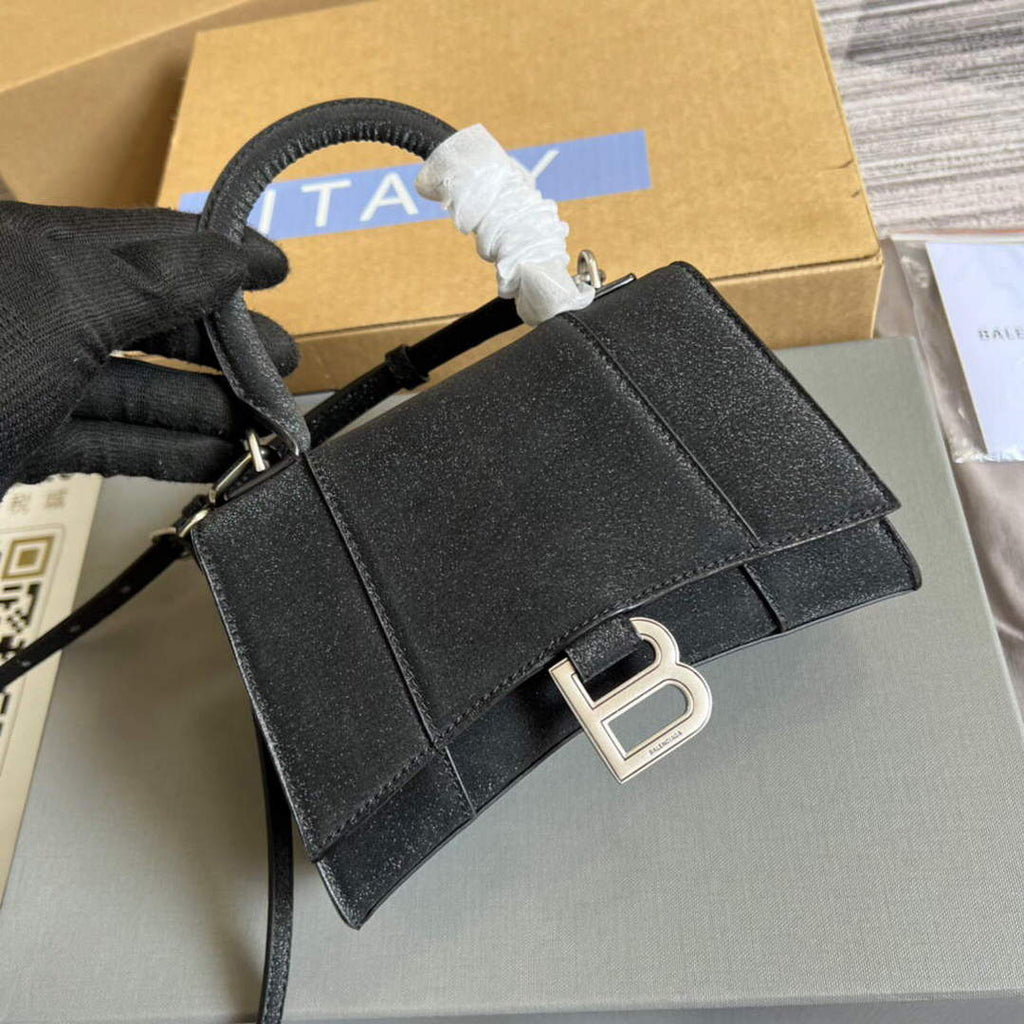 Balenciaga 592833 Flash drilling Hourglass XS Handbag Box  Black