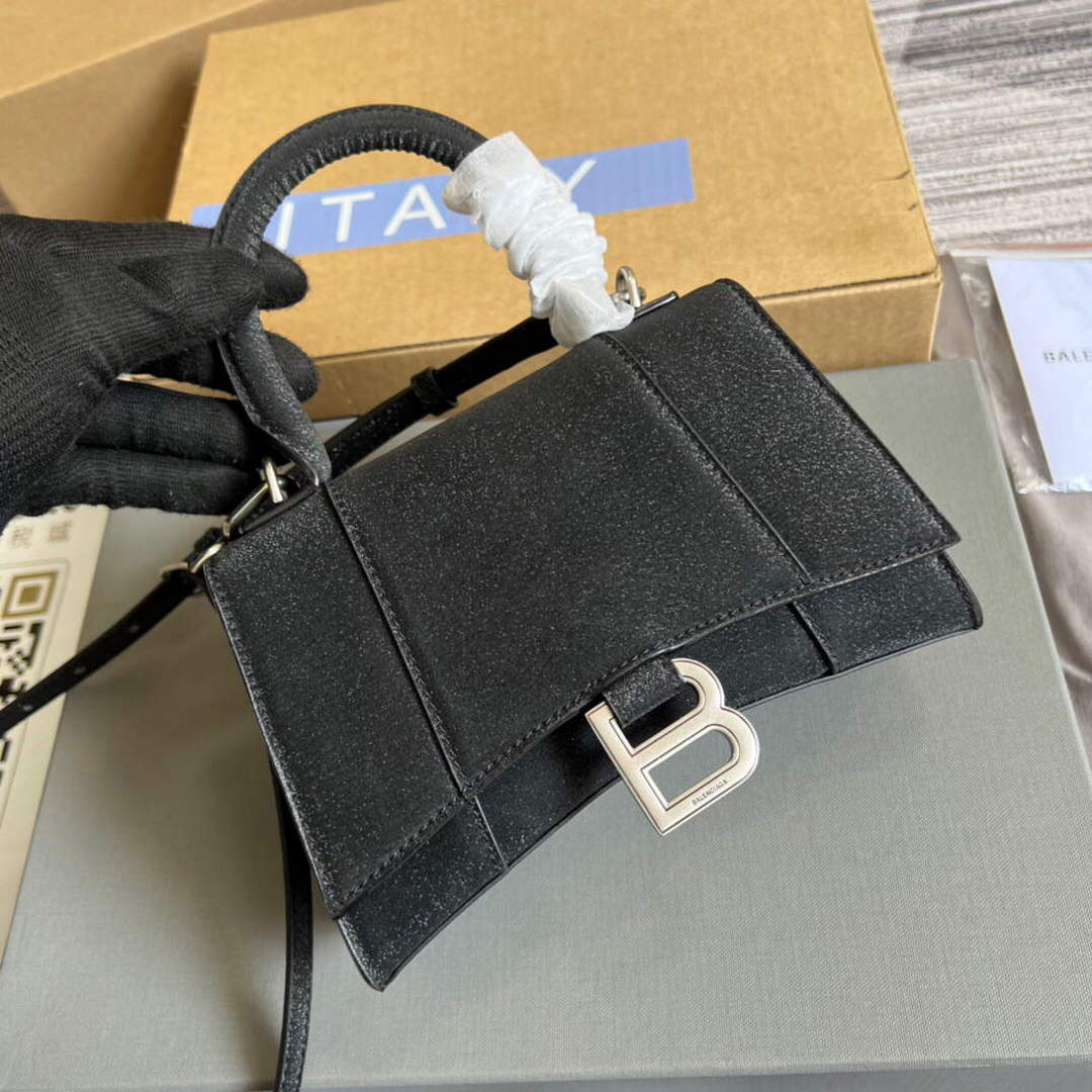 Balenciaga 592833 Flash drilling Hourglass XS Handbag Box  Black