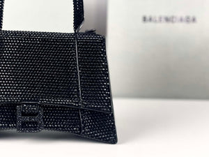 Balenciaga 59283328 Hourglass Top Handle in Black Suede Calfskin with Rhinestones - Default Title - View 6