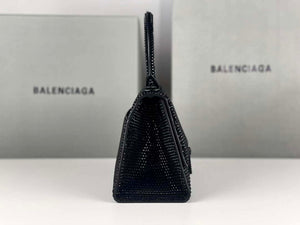 Balenciaga 59283328 Hourglass Top Handle in Black Suede Calfskin with Rhinestones - Default Title - View 8