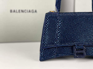 Balenciaga 59283328 Hourglass Top Handle in Navy blue Suede Calfskin with Rhinestones - Default Title - View 5