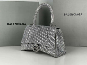 Balenciaga 59283328 Hourglass Top Handle in Sliver Suede Calfskin with Rhinestones µĸ±±¾ - Default Title - View 4