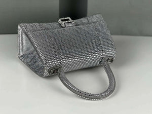 Balenciaga 59283328 Hourglass Top Handle in Sliver Suede Calfskin with Rhinestones µĸ±±¾ - Default Title - View 8