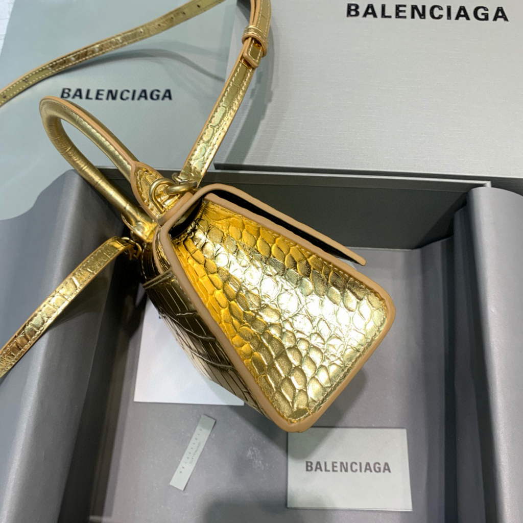Balenciaga 592833 Hourglass XS Top Handle Bag Gold